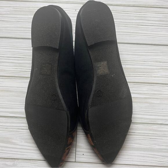 Gap Women’s Black and Animal Print Pointed Toe D’Orsay Ballet Flats Sz 7 - Picture 4 of 9